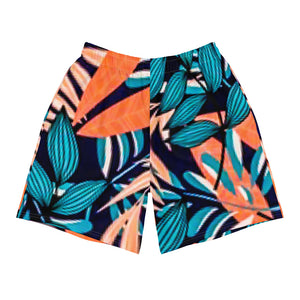 Orange Tropical Men's Athletic Long Shorts